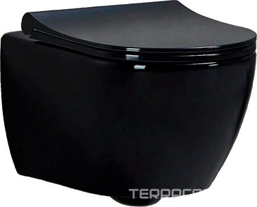 Унитаз подвесной безободковый с сиденьем микролифт, с функцией биде, цв. черный, ZZ beWash Bogen 88303606