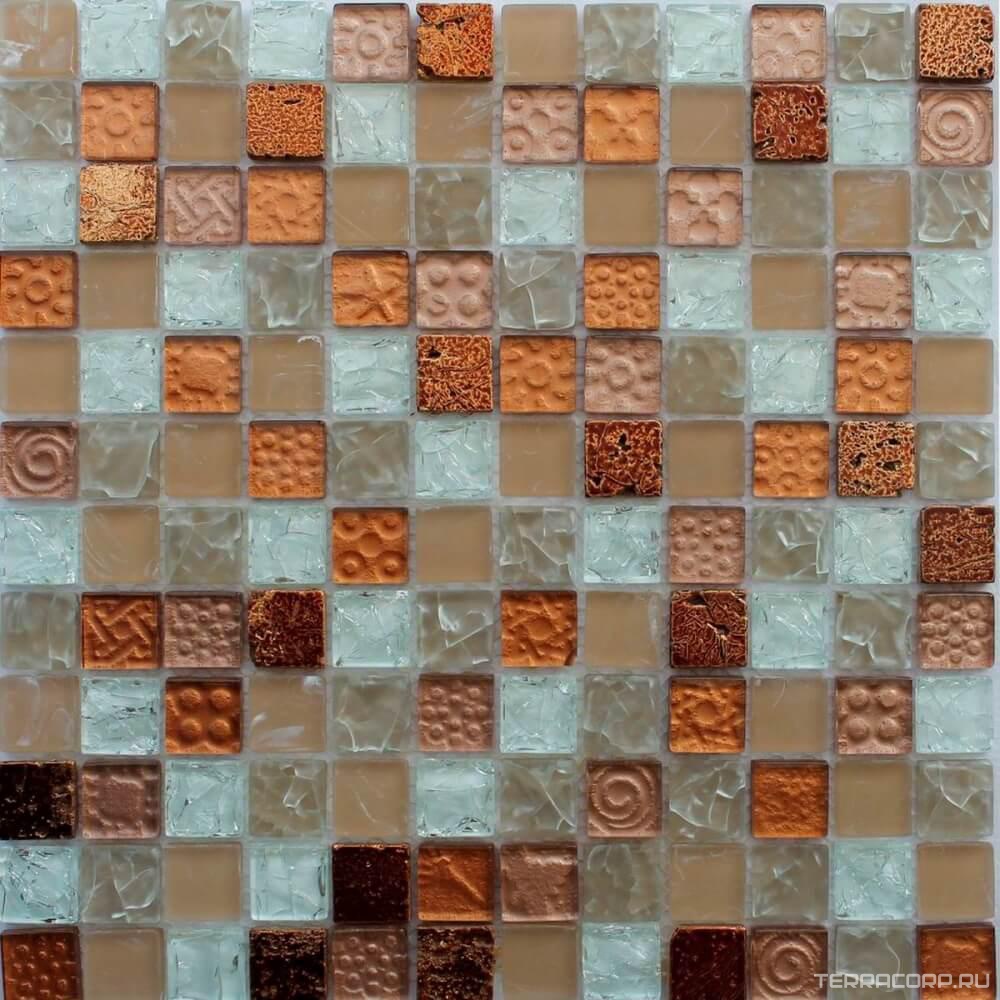 Мозаика Мастера Керамики Glass Мозаика 011 (чип 23x23) 30х30 Бежевый, фото 3