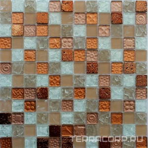 Мозаика Мастера Керамики Glass Мозаика 011 (чип 23x23) 30х30 Бежевый 