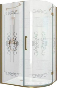 Душ.угол.1200х900хh1950мм,R550,ассиметрич, "Левая" (петли справа),вход 730мм,(стек.8мм, матов.с прозр.рис, фурн. цв.зол.),Magic-RP ZZ Cezares Magic-Royal Palce MAGIC-RH-1-120/90-ROYAL PALACE-PP-G-L