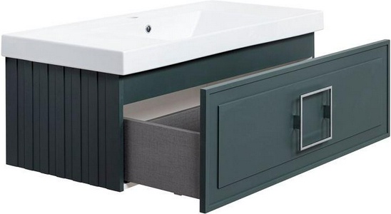 Тумба под раковину, с 1 выкатным ящиком, 976x469хh350мм, без раковины/столешницы, БЕЗ РУЧКИ, (цв.серый матовый),  ZZ La Fenice Cubo FNC-01-CUB-G-100