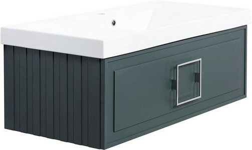 Тумба под раковину, с 1 выкатным ящиком, 976x469хh350мм, без раковины/столешницы, БЕЗ РУЧКИ, (цв.серый матовый),  ZZ La Fenice Cubo FNC-01-CUB-G-100
