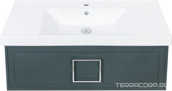 Тумба под раковину, с 1 выкатным ящиком, 976x469хh350мм, без раковины/столешницы, БЕЗ РУЧКИ, (цв.серый матовый),  ZZ La Fenice Cubo FNC-01-CUB-G-100