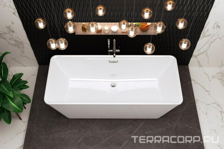 Акриловая ванна отдельностоящая 170*75 см, слив-перелив в комплекте 1Marka Aima 01айк1775
