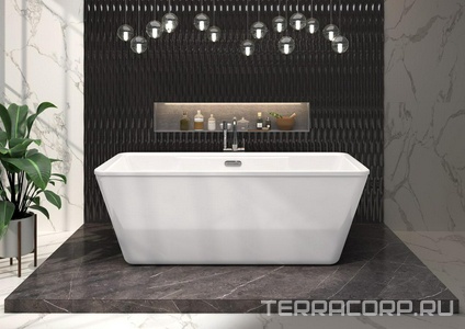Акриловая ванна отдельностоящая 170*75 см, слив-перелив в комплекте 1Marka Aima 01айк1775