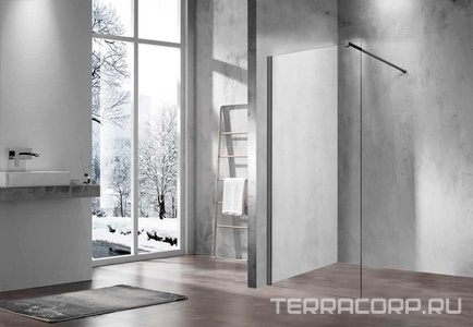 Душевая перегородка 1200хh2000мм, правая/левая, (стекло прозрачное 8мм, поперечн. укорачиваемый кронштейн 1200мм, фурнит.цв.ворон.сталь),  ZZ Vincea Walk-In VSW-1H120CLGM