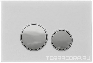 Кнопка двойного смыва, пневм., для инсталляции д/унитаза, (стекло цв.белый, кнопки цв.хром), Priority 2.0 ZZ