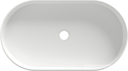 Раковина накладная на столешницу, овальная, 600x390хh120мм, без отв.д/смесит., без перелива, (цв.белый глянец),  Aqueduto Espiral ESP0210