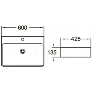 Раковина накладная 60.5x41.5x13.5 см, встроенный слив-перелив, БЕЗ донного клапана, белая ZZ SantiLine SantiLine SL-1003 / к.т. 415898