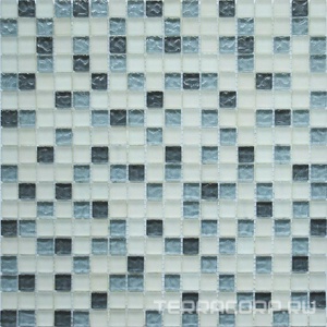 Мозаика Мастера Керамики Glass Мозаика  579 микс белый матовый-серый светлый рельефный-темный серый рельефный ZZ30х30 Комбинированный 