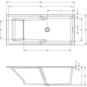 Ванна 180х80см, без ножек/рамы, панелей, слива-перелива, (акрил цв.белый), Still Shower ZZ Riho still shower B103001005