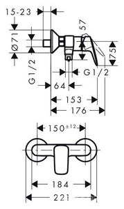 Смеситель для душа, (цв.хром), Lоgis Hansgrohe Logis 71600000