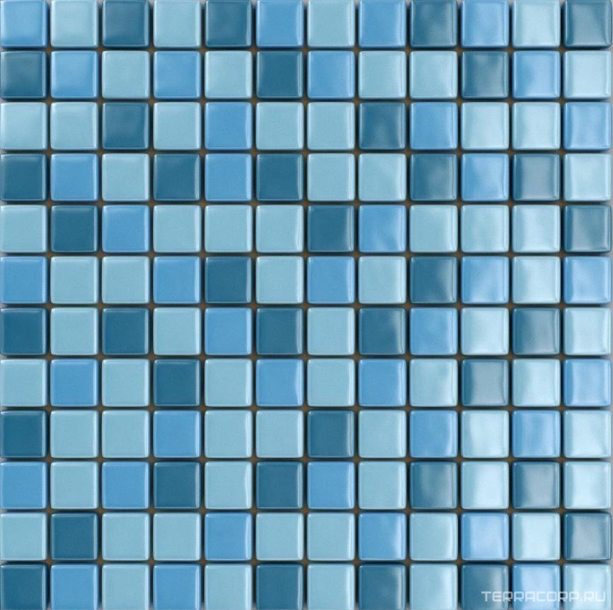 Мозаика Мастера Керамики Glass mix Мозаика 25FL-S-088 (зел хром10% +голубой+голубой10%) бассейновая (чип 2.5x2.5) ZZ31.5x31.5 Комбинированный, фото 3