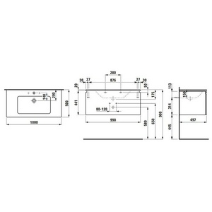 Раковина 1000х500мм с 1 отв.д/смес. + шкафчик с выдв.ящиком, сифон в компл. (цв.белый матов.), Laufen  ZZ Laufen Pro S 8.6096.6.463.104.1