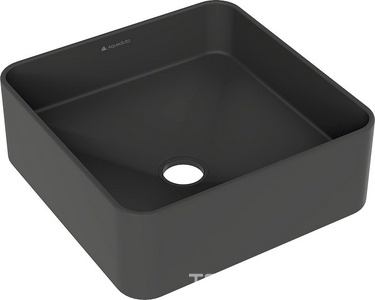 Раковина накладная на столешницу, квадрат, 370x370хh135мм, без отв.д/смесит., без перелива, (цв.черный матовый),  ZZ Aqueduto Espiral ESP0340