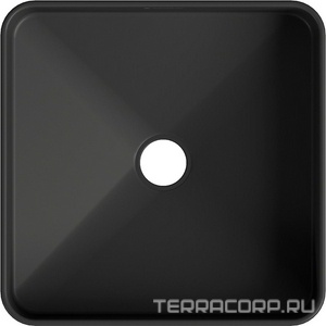 Раковина накладная на столешницу, квадрат, 370x370хh135мм, без отв.д/смесит., без перелива, (цв.черный матовый),  ZZ Aqueduto Espiral ESP0340
