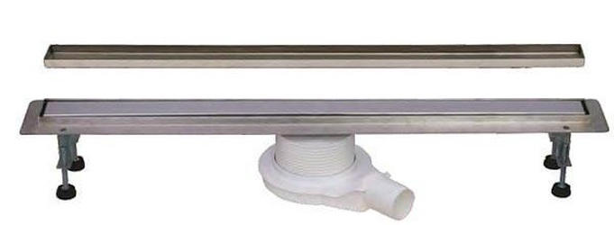 Дренажный канал стальной в сборе,(сифон с гидрозатвором 0,6 л/с, решетка-перевертыш под плитку 700мм,нерж.сталь,монтаж.глуб.65-105мм),WINKIEL/FINO ZZ