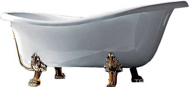 Ванна 1700х800хh720(600)мм, акрил, отдельностоящая, ножки "Львиные лапы", слив-перелив в компл., (цв. золото),  ZZ Treesse Epoca V5071 oro