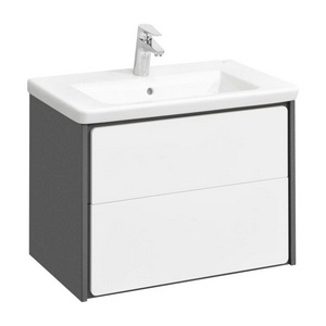 Тумба подвесная 70 см, без раковины, цвет белый глянец/антрацит Roca Ronda ZRU9302964