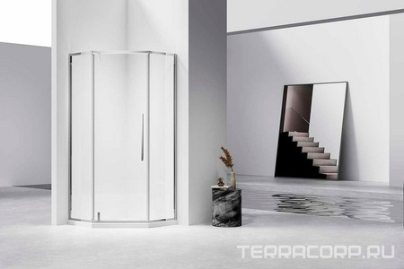 Душевой уголок 900х900хh1950мм, 5-ти угольный, распашн.дверь правая/левая, с 2 неподв.сегмент.(ст.прозр.6мм Easy Clean, фурнит.цв.хром),  ZZ Vincea Slim-N VSP-4SN900CL