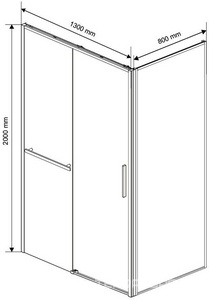 Душевой уголок 1300х800хh2000мм, прямоуг., правый/левый, (стекло прозрачное 6мм Easy Clean, фурн.цв.черный матовый),  ZZ Vincea Slim Soft VSR-1SS8013CLB