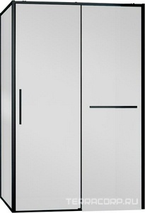 Душевой уголок 1300х800хh2000мм, прямоуг., правый/левый, (стекло прозрачное 6мм Easy Clean, фурн.цв.черный матовый),  ZZ Vincea Slim Soft VSR-1SS8013CLB