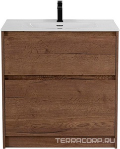База под раковину напольная с двумя выкатными ящиками, 1000х460хh840мм, без раковины, (цв.Rovere Tabacco),  ZZ BelBagno Kraft KRAFT-1000-2C-PIA-RT
