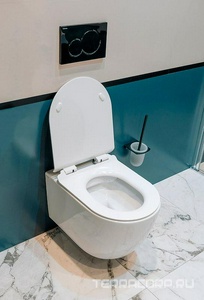 Унитаз подвесной с крышкой-сидением микролифт, безободковый, цв.белый Aquanet Logan 261951