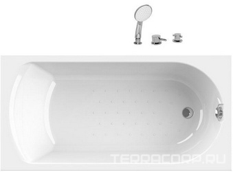 Ванна акриловая "Аврора 2", 1500х750x500 мм, смеситель Бриз/Линкольн-малый, каркас и слив-перелив в комплекте, БЕЗ панели, белая XX
