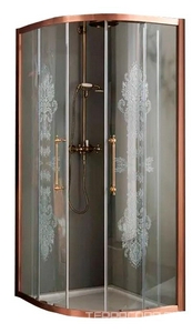 Дверь раздвиж. д/душа 1/4 круга,  900(865-895мм)х900(865-895мм)хh2000мм, R 550 (проф.,ручки цв. хром, стекло матовое с декором прозрачным R8+starcl ZZ Samo Villa Borchese B7352 ULU R8 DF