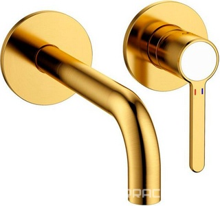 Смеситель для раковины, встраеваемый в стену, излив 18,5см, (цв.брашированное золото),  ZZ Cezares Eco ECO-DI-BORO