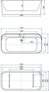 Ванна 1700x800хh580мм, отдельностоящая, интегрированный слив-перелив, д/к цв.хром в компл., (акрил цв.белый),  1 ZZ Allen Brau Infinity 2.21001.20