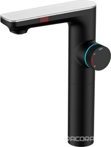 Смеситель для раковины Berges  076004, высокий, сенсорный, с термостатом БЕЗ донного клапана, подсветка, цв. черный ZZ Berges Morans 076004