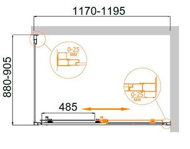 Душевой уголок 1200(1180-1220)х900(880-900)хh1950мм, прямоугольный, правый/левый, (стекло текстурное Punto 6мм, фурн.цв.хром),  ZZ Cezares Molveno MOLVENO-AH-11-120/90-P-Cr