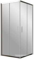 Душевое ограждение ZA 100*100*190 см, двери раздвижные, БЕЗ поддона, профиль матовый хром, стекло фея, покрытие BriteGuard, ZZ