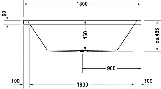Ванна 1800х900хh460(485)мм, встраиваемая, (без ножек арт.790100 и сифона арт.790293 00 0 00 1000),  ZZ Duravit Starck 700052 00 0 00 0000