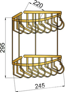 Полка для душа угловая, двойная (металл),590х220х245 мм, цв.бронза, ZZ Boheme Medici 10622