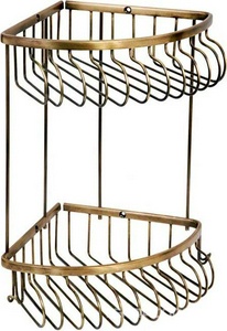 Полка для душа угловая, двойная (металл),590х220х245 мм, цв.бронза, ZZ Boheme Medici 10622