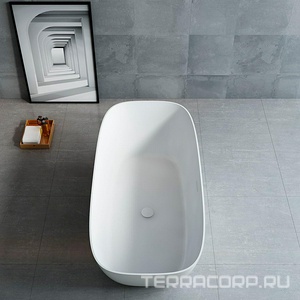 Ванна 1700х720хh550мм, отдельностоящая, интегрир.слив перелив, д/к в цвет ванны в компл.,(иск.камень Solid Surface цв.белый мат), Vincea ZZ Vincea Ванны VBT-6S02MW