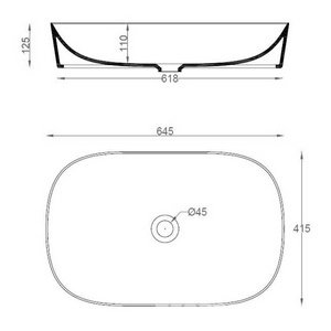 Раковина накладная на столешницу, овальная 650х415хh125мм, без отв.д/смесит., без перелива, (цв. белый),  ArtСeram Ghost GHL002 01; 00