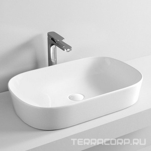 Раковина накладная на столешницу, овальная 650х415хh125мм, без отв.д/смесит., без перелива, (цв. белый),  ArtСeram Ghost GHL002 01; 00
