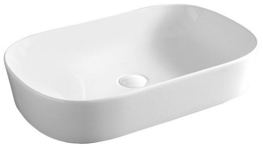 Раковина накладная на столешницу, овальная 650х415хh125мм, без отв.д/смесит., без перелива, (цв. белый),  ArtСeram Ghost GHL002 01; 00