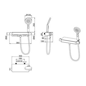Смеситель-термостат для душа, душевая лейка, шланг в компл., (цв.хром),  ZZ Allen Brau Fantasy 5.11002-00