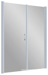 Дверь в нишу EP-F-2, 175x190 см, левая, распашная с неподвижным элементом, профиль хром матовый, стекло прозрачное, БЕЗ покрытия ZZ