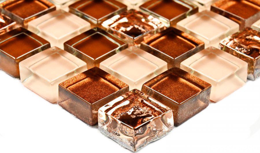 Мозаика Bonaparte Мозаика стеклянная Ochre Rust (15x15x8) 30x30 Комбинированный, фото 4