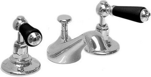 Смеситель для биде, на 3 отв., с д/к, (цв. хром, ручки цв. чёрный), Black Dandy ZZ