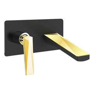 Смеситель для умывальника из стены ЧЕРНЫЙ+ЗОЛОТО, ZZ Boheme Venturo 385-B