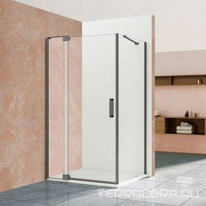 Боковая панель 900xh2000мм, правая/левая, кронштейн в компл., (стекло прозрачное 8мм, фурн.цв.черный матовый), Extra ZZ Vincea Exrta VSG-1E900CLB