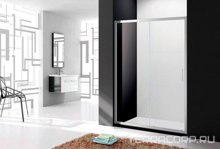 Дверь в нишу 1600 (1570-1620)хh1950мм, сдвижная, правая/левая,(стекло прозр. Idrorepelente 6мм,фурнит.цв.хром),  ZZ Cezares Molveno MOLVENO-BF-1-160-C-Cr-IV