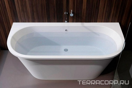 Ванна 1685х770хh620мм, пристенная, интегрир.слив перелив, д/к в цвет ванны в компл.,(иск.камень Soft rock цв.белый мат),  ZZ Holbi Galatea 1.01.003.11.1